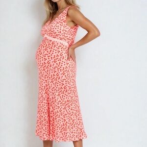 Pink satin occasion Maternity Dress